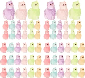 LOGOFUN 72pcs Miniature Resin Alpaca Figurines Luminous Mini Alpaca Figures Glow in The Dark Tiny Animal Statues for Fairy Garden Dollhouse Potted Plant Decor - Colorful