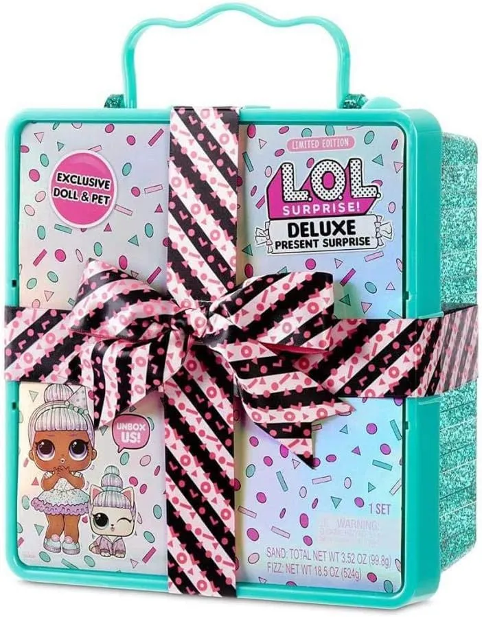LOL Surprise Deluxe Present with Limited Edition Doll, and Pet, Teal - Adorable Fashion Doll and Colorful Accessories in Giftable Packaging - Birthday Present for Girls Age 4-15 Years