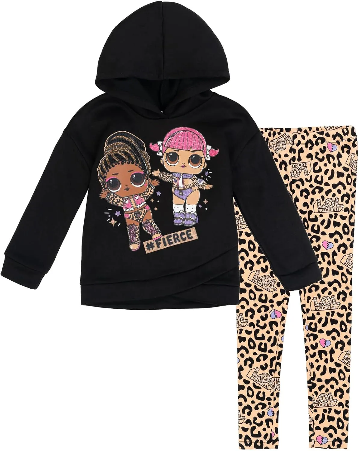 L.O.L. Surprise! Roller Sk8er Daring Diva Diva Girls Pullover Fleece Hoodie and Leggings Outfit Set Little Kid to Big Kid