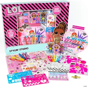 L.O.L. Surprise! Stylin' Studio by Horizon Group USA,Decorate LOL Surprise Paper Dolls With 250  Accessories - DIY Activity Book, Scratch Art,Sticker Sheet,Coloring Pages,Markers,Crayons & More, Pink