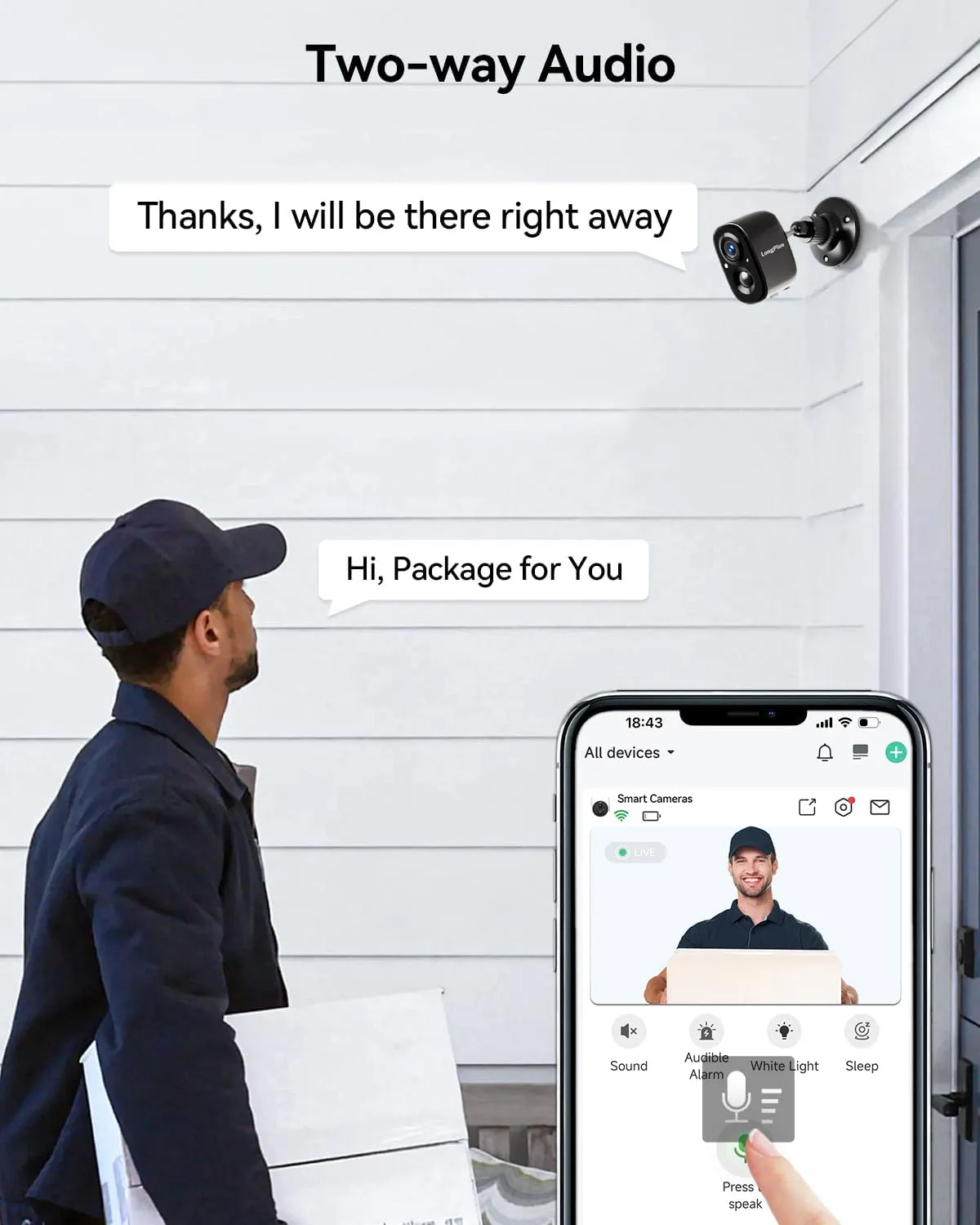 LongPlus Security Cameras Wireless Outdoor Camera Wireless Camera for Home Security, 2K Battery Powered WiFi Cameras with AI Motion Detection, 2-Way Talk, Cloud/SD Storage
