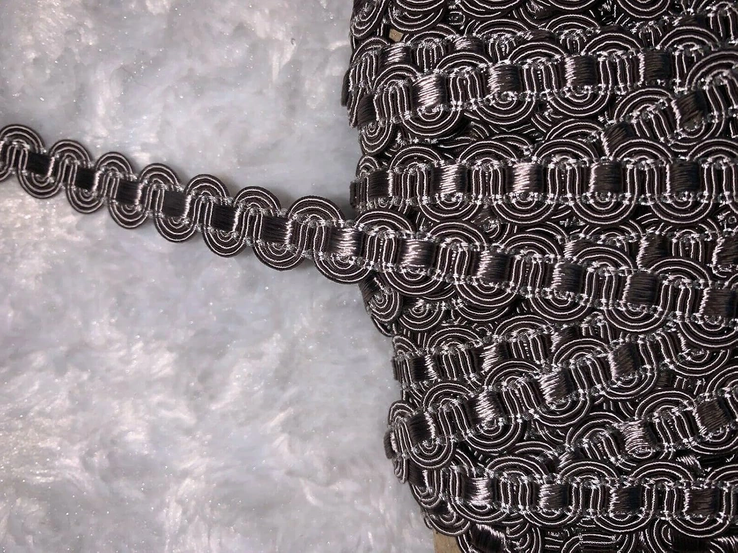 Lot 9.75 Yards Mocha Taupe Non Stretch Swirl Gimp Sewing Trim 1/2" Wide W48 Pattern Embroidery Sewing Fabric Delicate Clothing Garment Supply Decorations Art Craft for Scrapbooking Hair Tie Headband