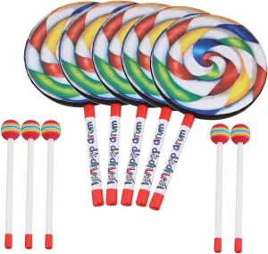 lovermusic Lovermusic 5PCS Lollipop Shape Drum Hand Drum Musical Sound Musical Instruments Colorful