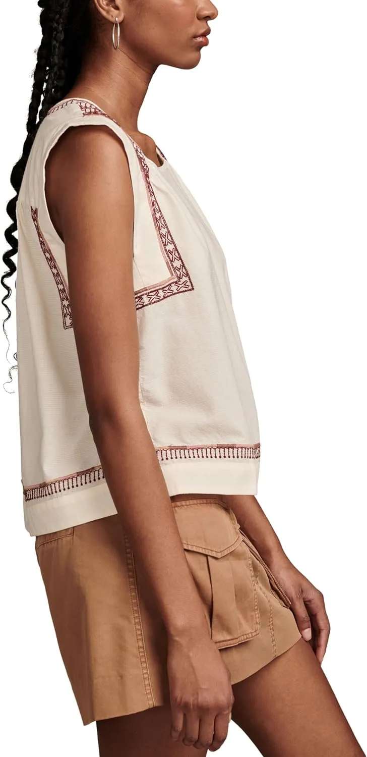 Lucky Brand Women's Embroidered High Low Slvless Blouse