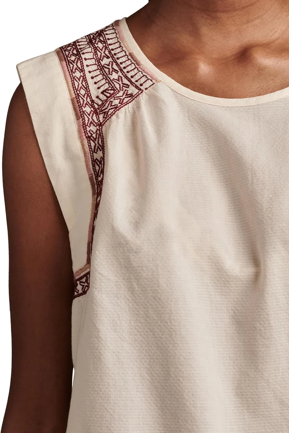 Lucky Brand Women's Embroidered High Low Slvless Blouse
