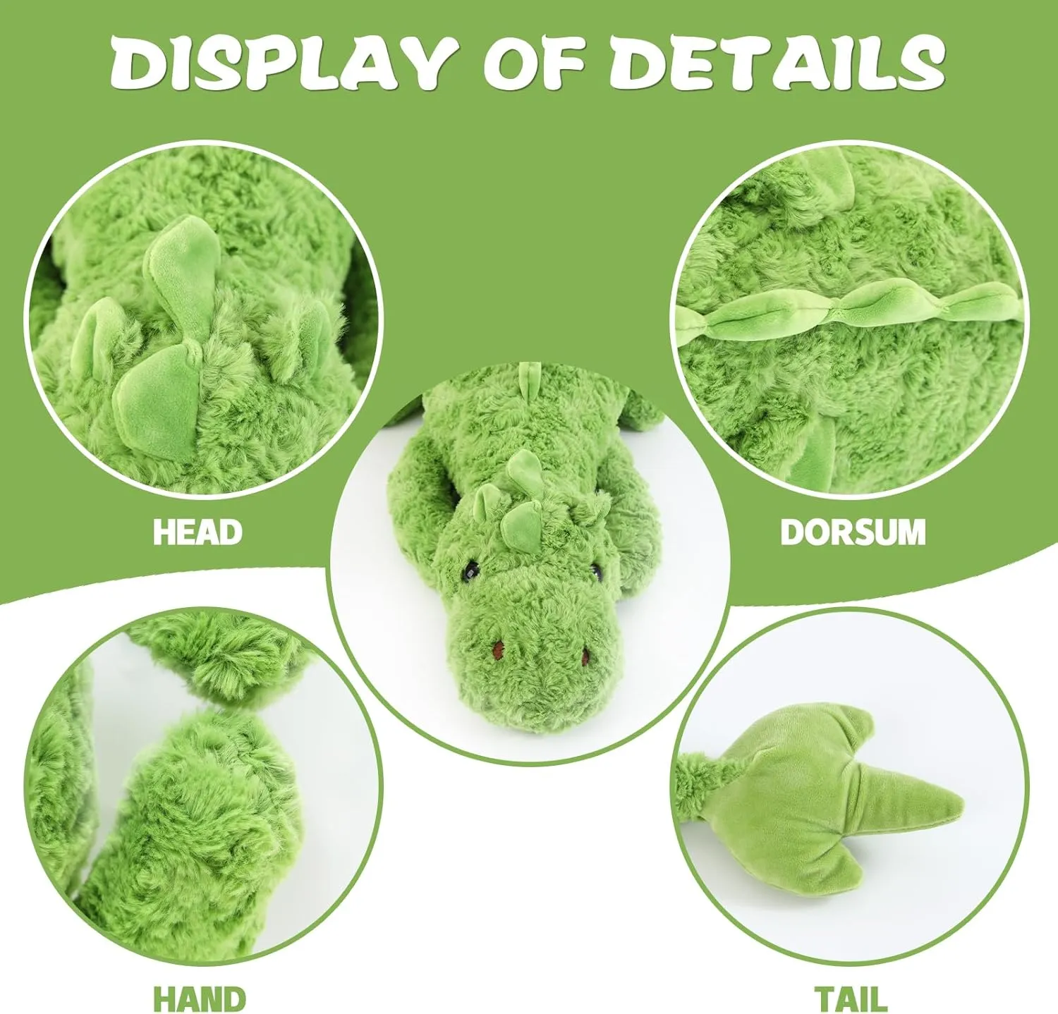 Lucky Dragon Plush Pillow,Soft Cute Flying Dragon Stuffed Animals-35.3inch Large Kawaii Dragon Animal Plushies Toy,Perfect Birthday Present for Adults and Children,Green
