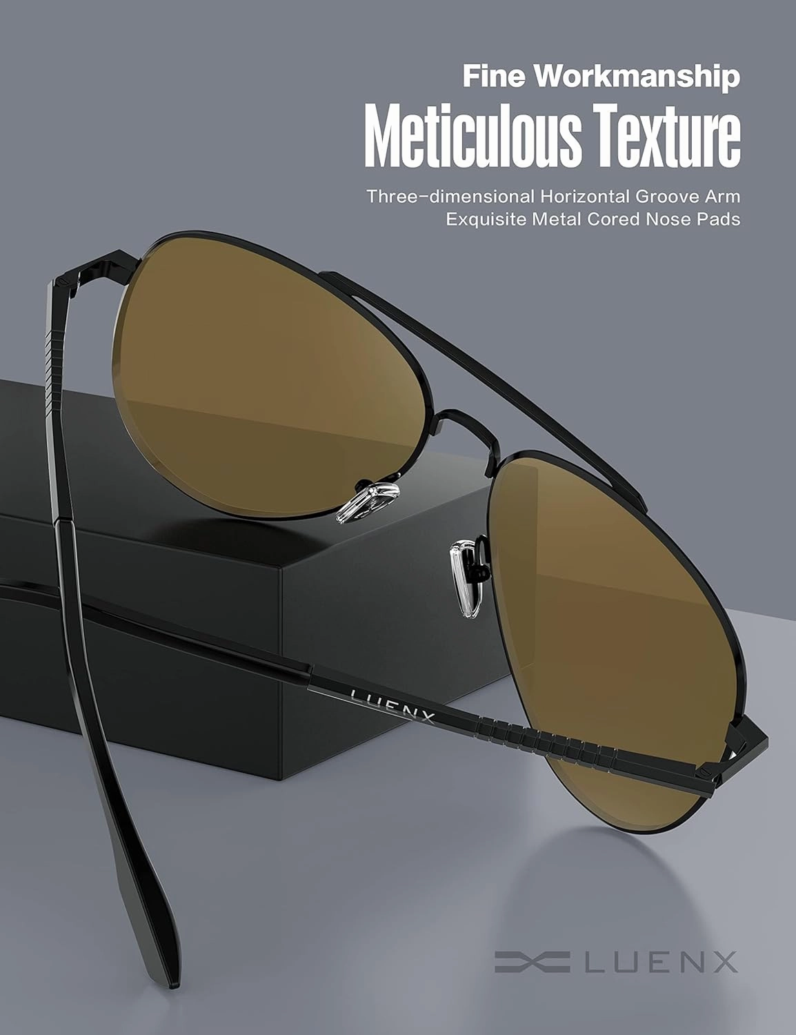 LUENX Aviator Sunglasses for Men Women Polarized Driving Classic Shades - UV 400 Protection with Accessories 60MM