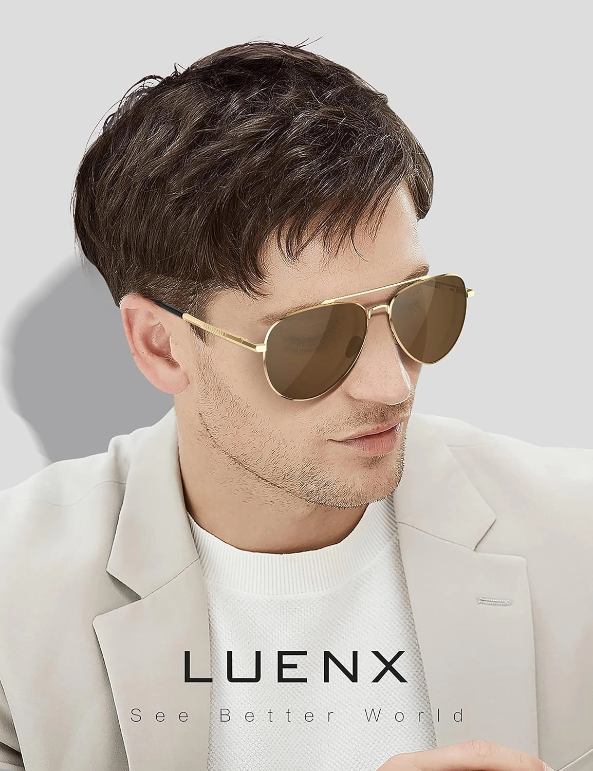 LUENX Aviator Sunglasses for Men Women Polarized Driving Classic Shades - UV 400 Protection with Accessories 60MM