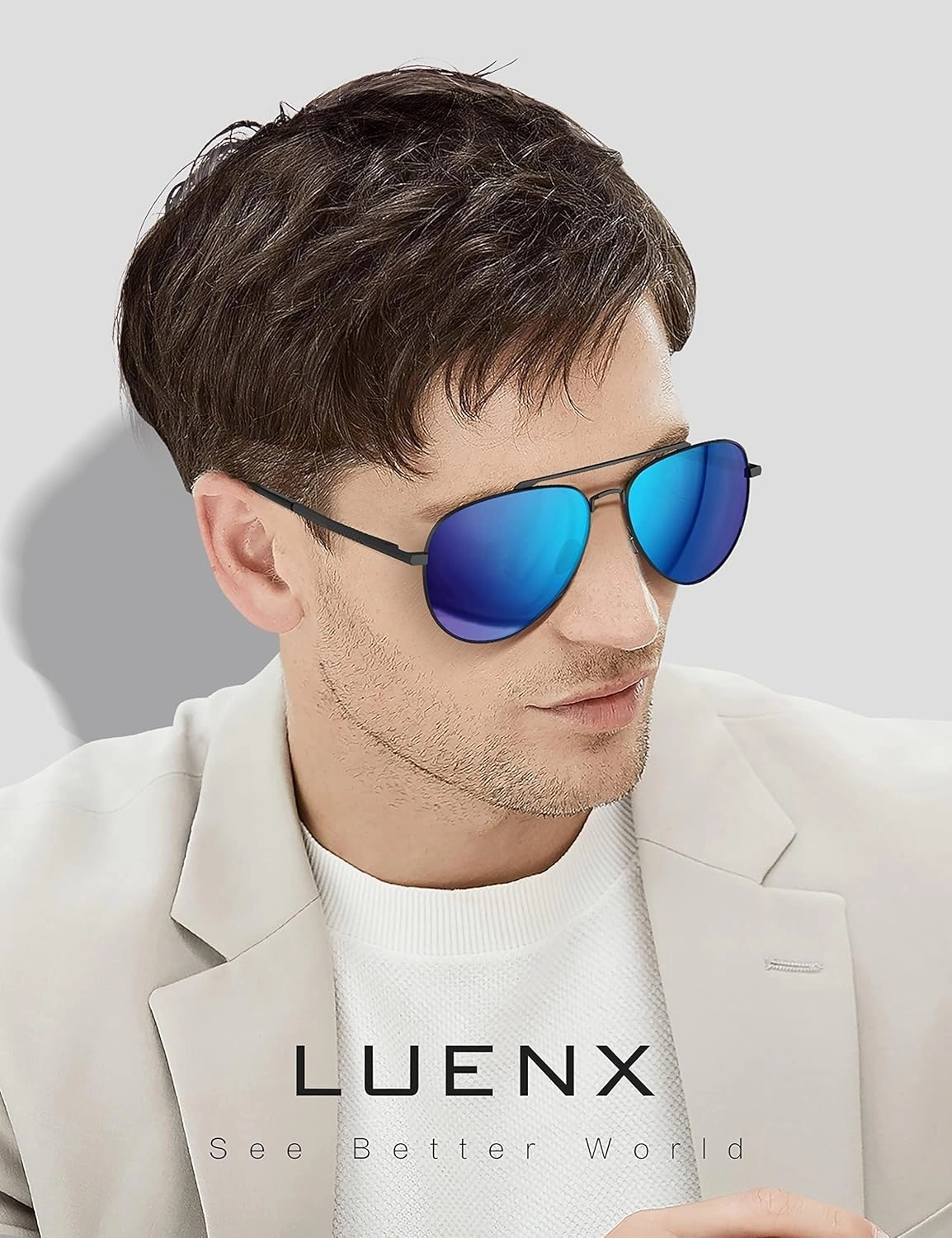 LUENX Aviator Sunglasses for Men Women Polarized Driving Classic Shades - UV 400 Protection with Accessories 60MM