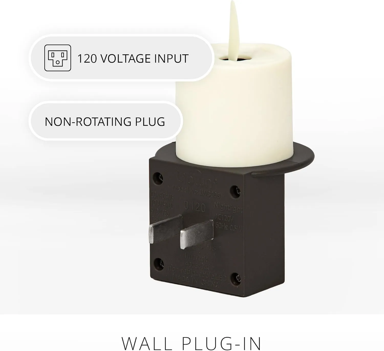 Luminara Flameless Candle Black Nightlight with Motion Sensor - Plugin Night LED Light with Patented Real-Flame Effect Technology - Safe for Kids and Pets - Auto Dusk to Dawn