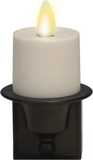 Luminara Flameless Candle Black Nightlight with Motion Sensor - Plugin Night LED Light with Patented Real-Flame Effect Technology - Safe for Kids and Pets - Auto Dusk to Dawn