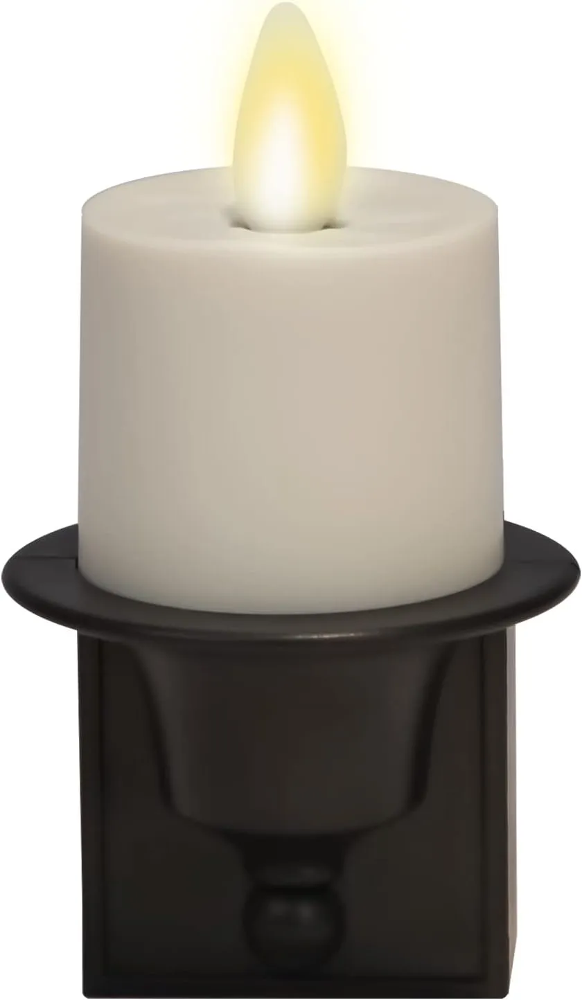 Luminara Flameless Candle Black Nightlight with Motion Sensor - Plugin Night LED Light with Patented Real-Flame Effect Technology - Safe for Kids and Pets - Auto Dusk to Dawn
