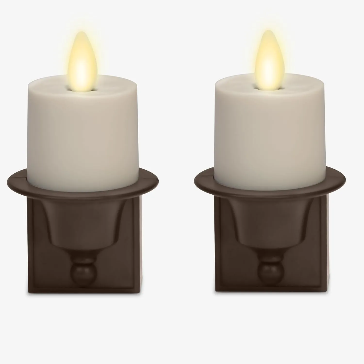 Luminara Flameless Candle Bronze Nightlight with Motion Sensor - Set of 2 - Plugin Night LED Light with Patented Real-Flame Effect Technology - Safe for Kids and Pets - Auto Dusk to Dawn