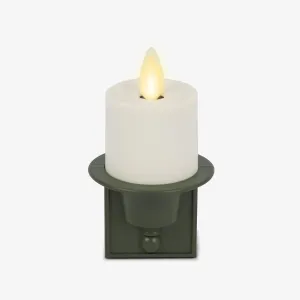 Luminara Flameless Candle Loden Green Nightlight with Motion Sensor - Plugin Night LED Light with Patented Real-Flame Effect Technology - Safe for Kids and Pets - Auto Dusk to Dawn