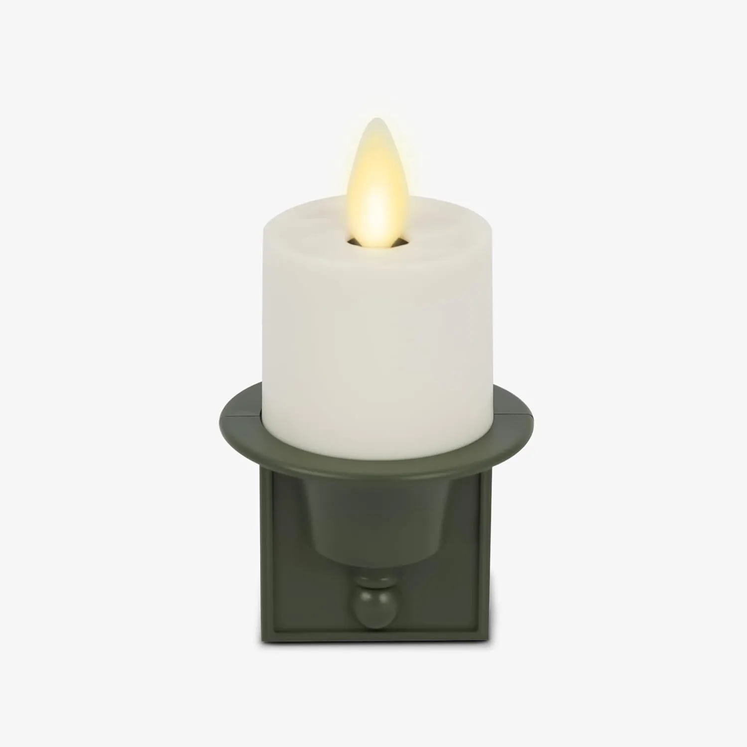 Luminara Flameless Candle Loden Green Nightlight with Motion Sensor - Plugin Night LED Light with Patented Real-Flame Effect Technology - Safe for Kids and Pets - Auto Dusk to Dawn