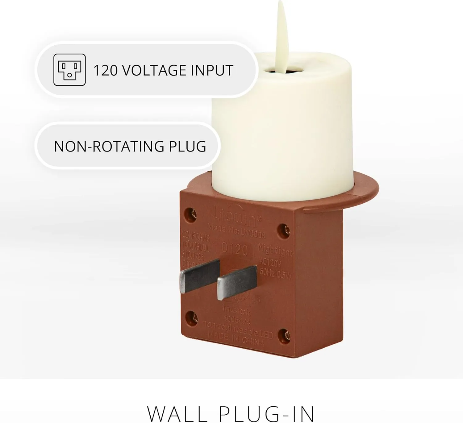 Luminara Nightlight Flameless Candle, Baked Clay, Electrical Outlet Plugs w/Dusk Dawn Sensor Auto Switch On/Off for Home Safety, Window Decorative
