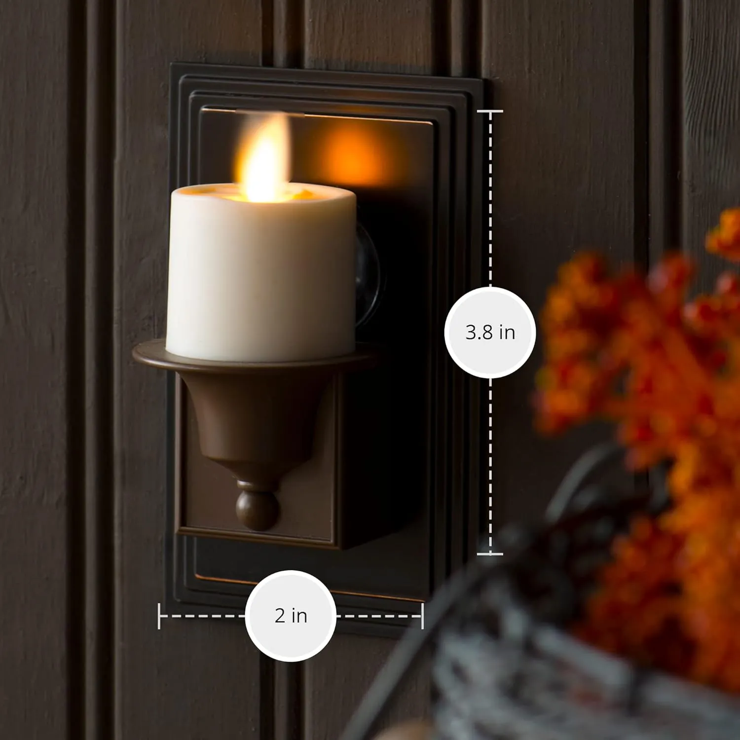Luminara Nightlight Flameless Candle, Bronze, Electrical Outlet Plugs w/Dusk Dawn Sensor Auto Switch On/Off for Home Safety, Window Decorative