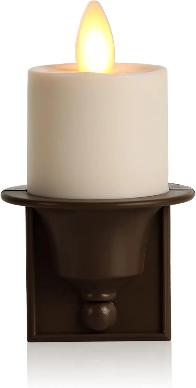 Luminara Nightlight Flameless Candle, Bronze, Electrical Outlet Plugs w/Dusk Dawn Sensor Auto Switch On/Off for Home Safety, Window Decorative