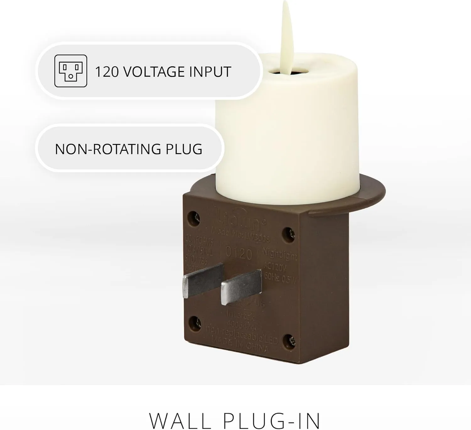 Luminara Nightlight Flameless Candle, Bronze, Electrical Outlet Plugs w/Dusk Dawn Sensor Auto Switch On/Off for Home Safety, Window Decorative