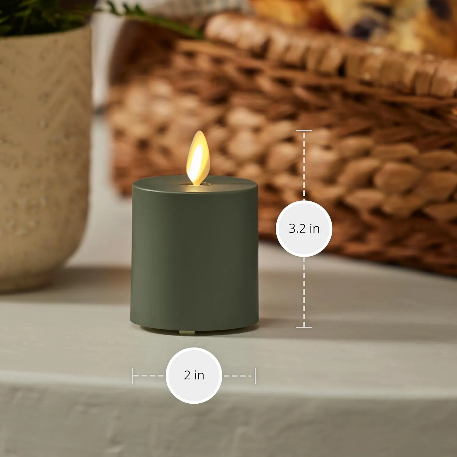 Luminara Outdoor Votive Flameless LED Candle, Baked Clay 2" x 3.2", Moving Flame Battery Operated Timer Remote Ready IPX4 Matte Plastic Finish