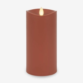 Luminara Outdoor Flameless LED Candle, Baked Clay 3.25" x 7", Moving Flame Pillar Timer Battery Operated Premium Plastic IPX4 Water Resistance