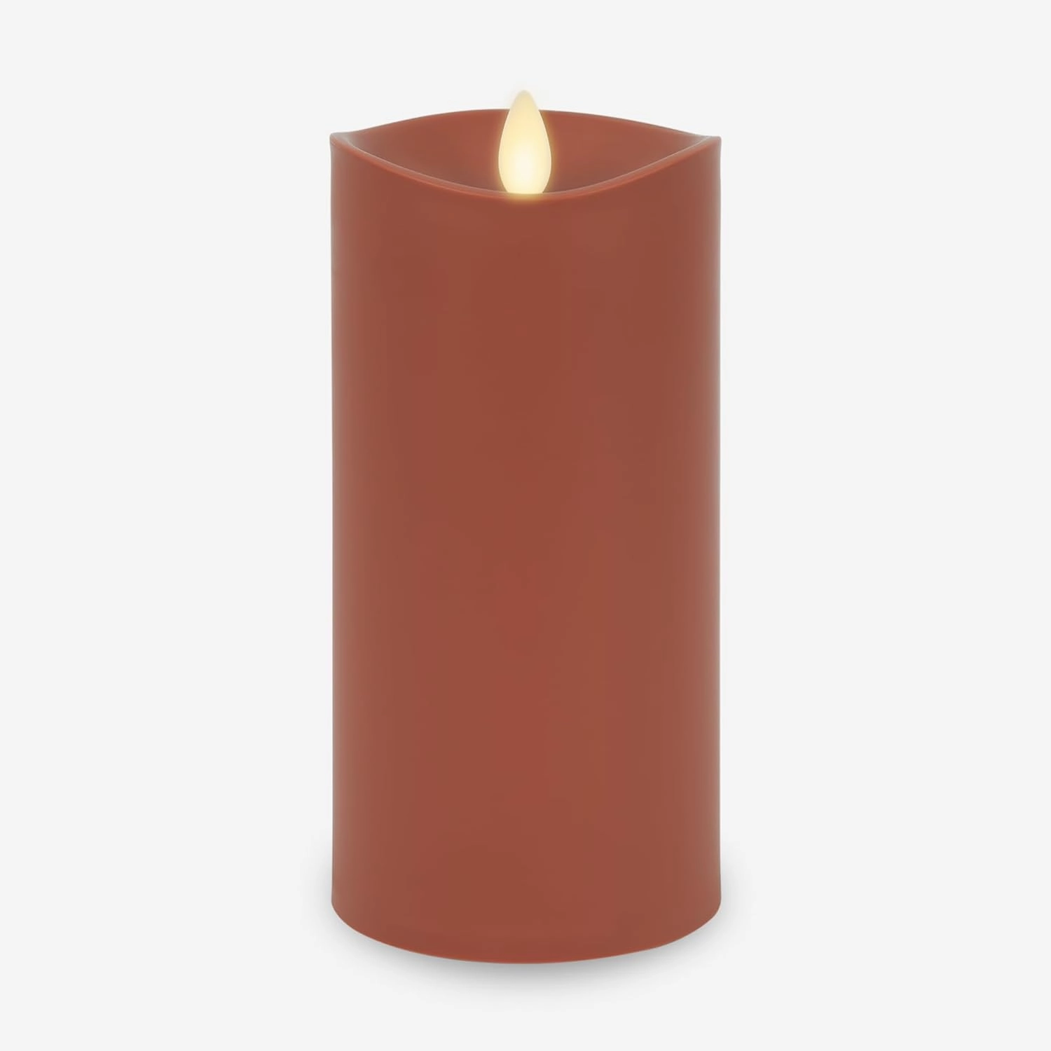 Luminara Outdoor Flameless LED Candle, Baked Clay 3.25" x 7", Moving Flame Pillar Timer Battery Operated Premium Plastic IPX4 Water Resistance