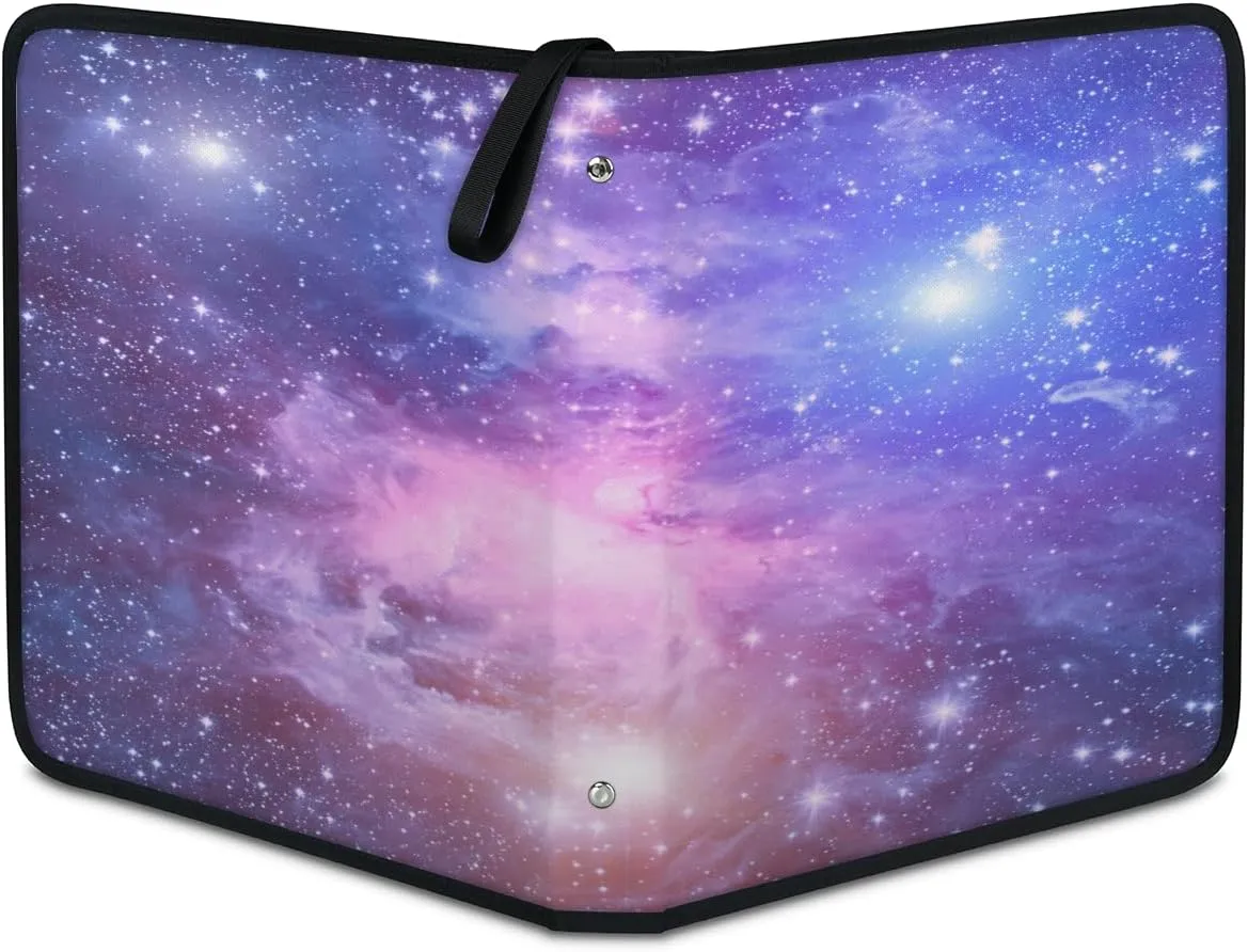 Luminous Galaxy 3 Ring Trading Zipper Binder Strap, Trading Card Binder 9 Pocket, 900 Pockets Card Holder with 50 Removable Sleeves for Game Cards