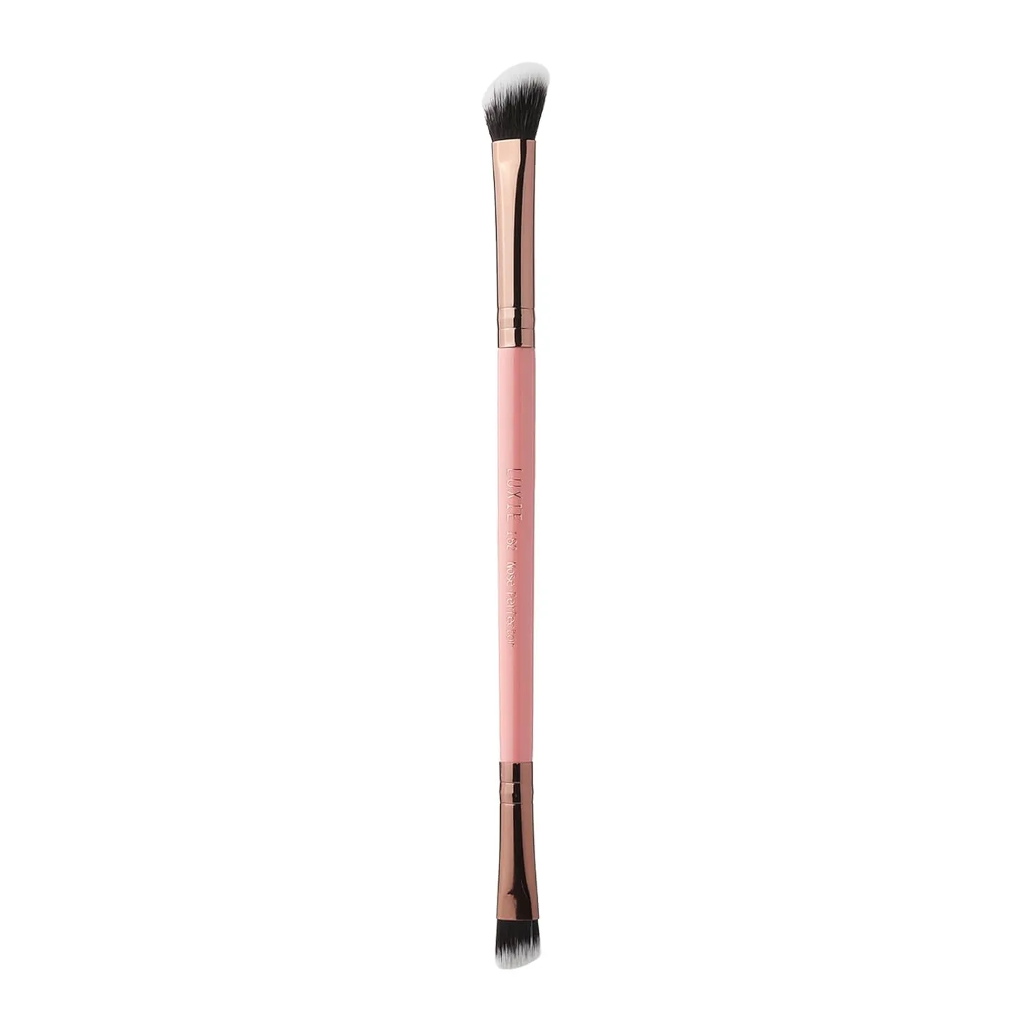 Luxie Rose Gold Nose Perfector Brush 182 - Dual-Ended Makeup Brushes for Contouring with Cream or Powder Products - Synthetic, Vegan Fibers - 1 pc