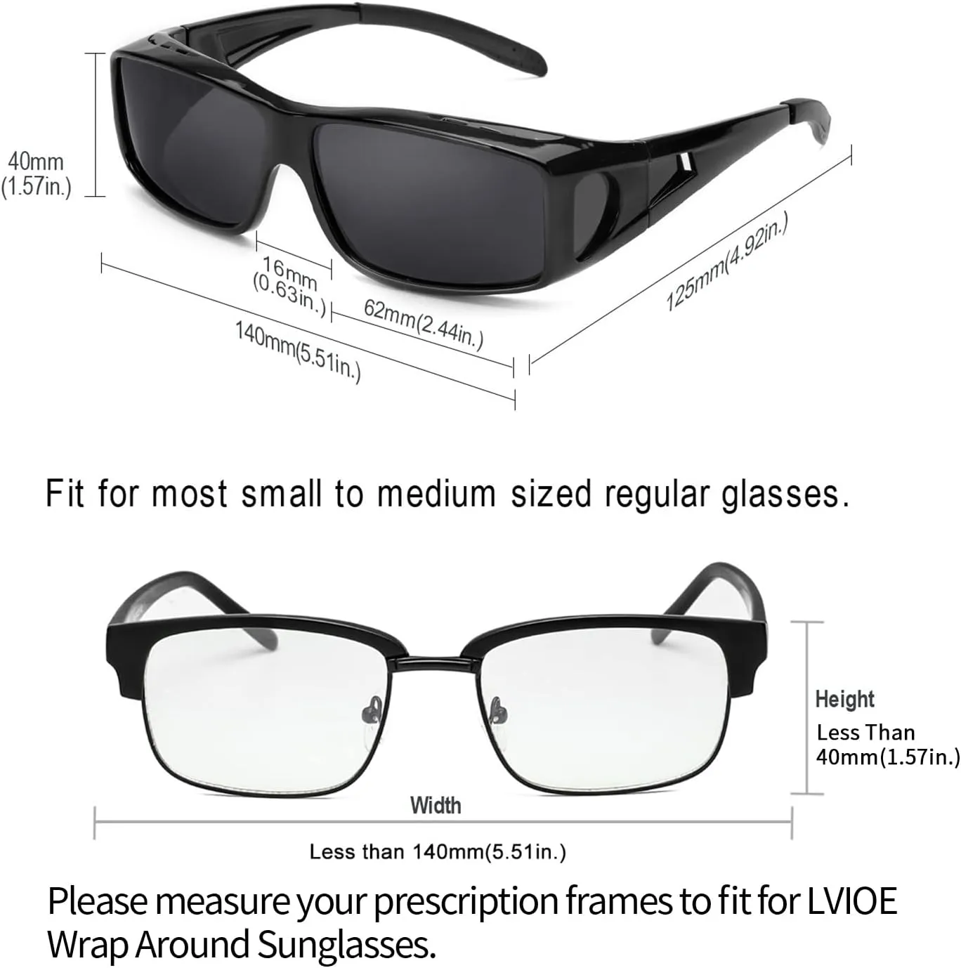 LVIOE Over Glasses Sunglasses Wrap Around Polarized Sunglasses for Men Women Fit Over Prescription Glasses with UV Protection