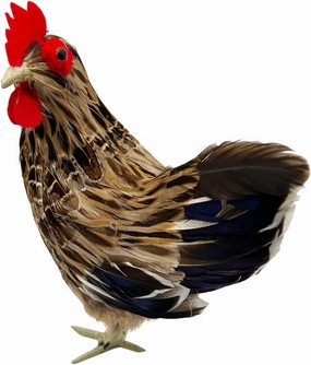 LWINGFLYER Artificial Feather Hen Chicken Statue Ornaments DIY Craft for Home Wedding Easter Decoration Farm Garden Decor Figurines Party Decor Teaching Props (S)