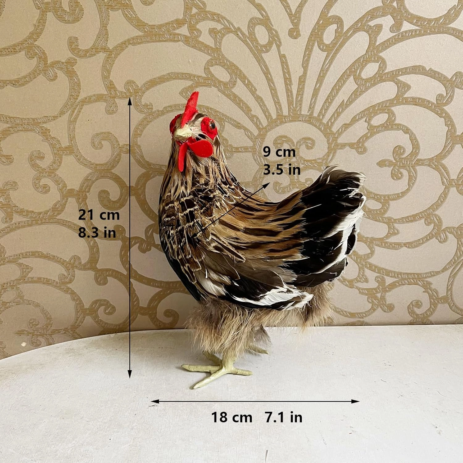 LWINGFLYER Artificial Feather Hen Chicken Statue Ornaments DIY Craft for Home Wedding Easter Decoration Farm Garden Decor Figurines Party Decor Teaching Props (S)