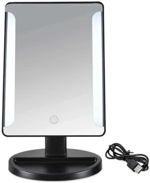 LXB Makeup Small Mirror,Led Makeup Mirror with Lamp Desktop Lamp Dressing Mirror Large Married Princess Mirror Portable Mirror Dormitory Simple Modeling Smart Dimming Options Led Makeup Mirror USB Pl
