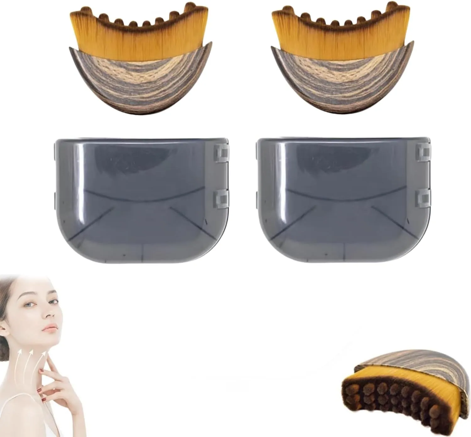 Lymphatic Contour Face Brush, Dry Brushing Face Brush, Lymphatic Drainage Massager for Face, Chin & Jawline Sculpting,Ergonomically Designed to Fit The Skin Precisely and Relieve Fatigue (2 PCS)