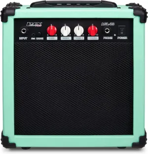 LyxPro Electric Guitar Amp 20 Watt Amplifier Built in Speaker Headphone Jack and Aux Input Includes Gain Bass Treble Volume and Grind - Green
