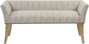 Madison Park Accent Bench for Living Room, Upholstered with Nailhead Trim, & Padded Seat Entryway Bench Small, Bedroom Furniture, End of Bed Bench with Back, 49.5" W x 19.25" D x 23" H, Taupe Multi