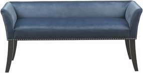 Madison Park Accent Bench for Living Room, Upholstered with Nailhead Trim, & Padded Seat Entryway Bench Small, Bedroom Furniture, End of Bed Bench with Back, 49.5" W x 19.25" D x 23" H, Blue