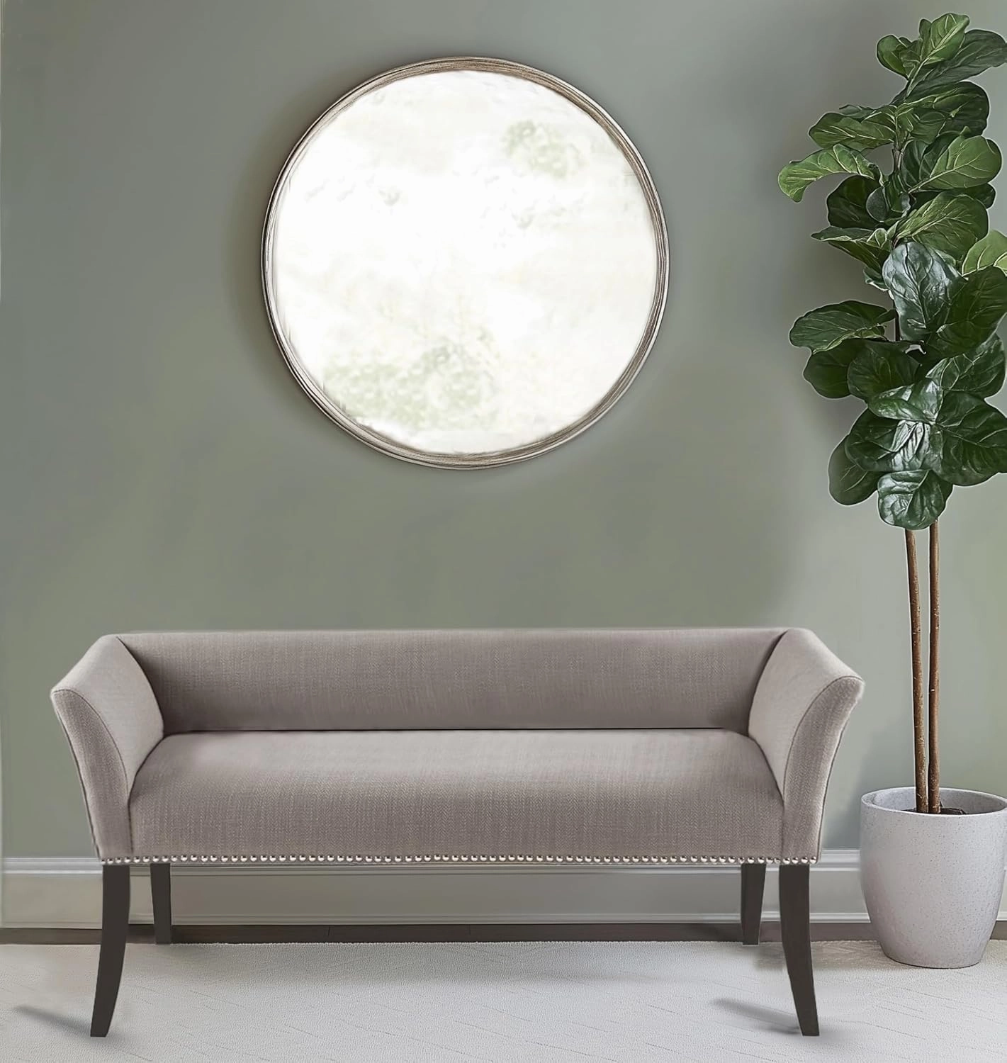 Madison Park Welburn Bedroom Solid Wood Polyester Fabric Seating Modern Style, 49.5"W x 19.25"D x 23"H, Grey