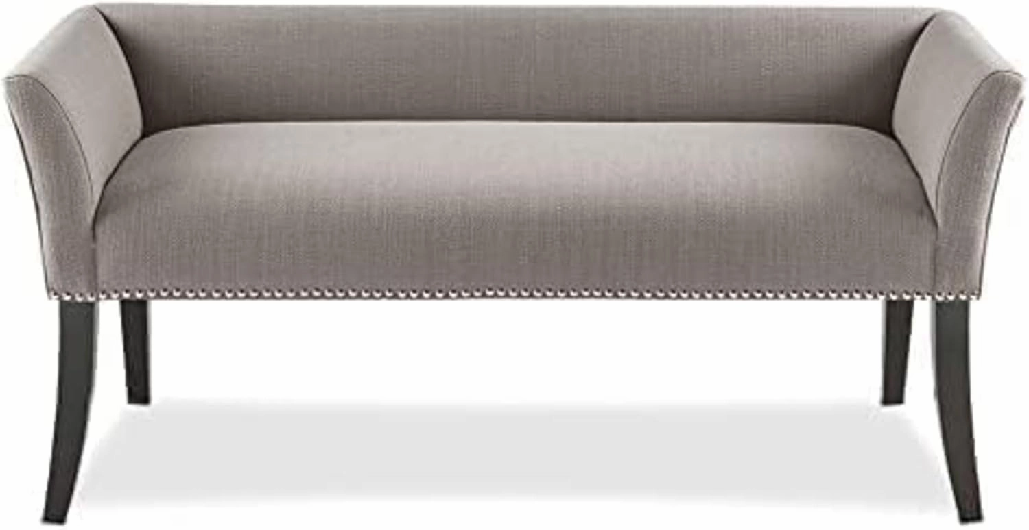 Madison Park Welburn Bedroom Solid Wood Polyester Fabric Seating Modern Style, 49.5"W x 19.25"D x 23"H, Grey