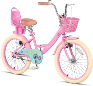 Maggie Girls Bike, 12-20 Inch Kids Bike for 2-13 Years Old Children, Princess Style Kids Bicycle with Doll-Seat & Basket & Training Wheels, Multiple Colors