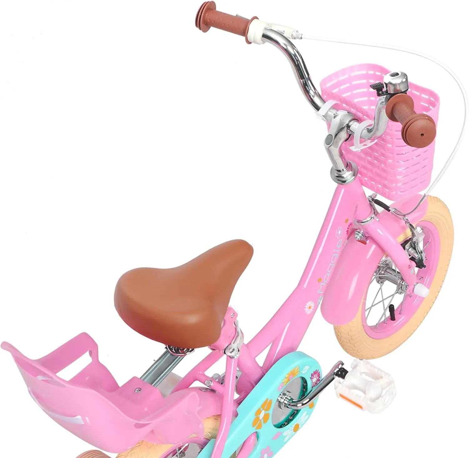 Maggie Girls Bike, 12-20 Inch Kids Bike for 2-13 Years Old Children, Princess Style Kids Bicycle with Doll-Seat & Basket & Training Wheels, Multiple Colors