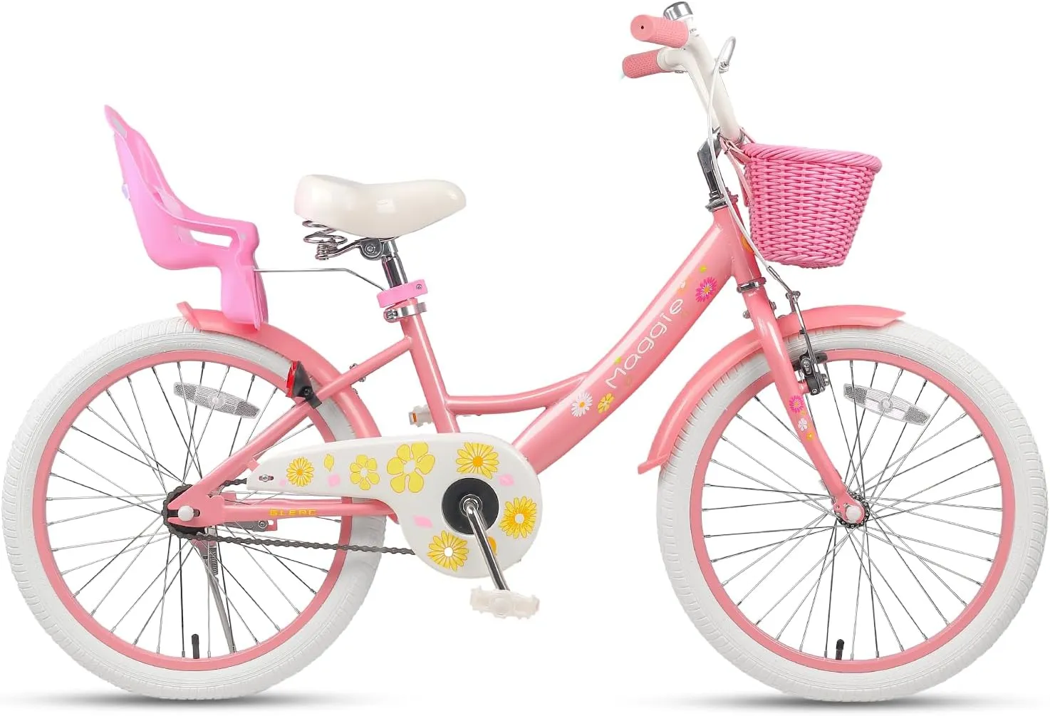 Maggie Girls Bike, 12-20 Inch Kids Bike for 2-13 Years Old Children, Princess Style Kids Bicycle with Doll-Seat & Basket & Training Wheels, Multiple Colors