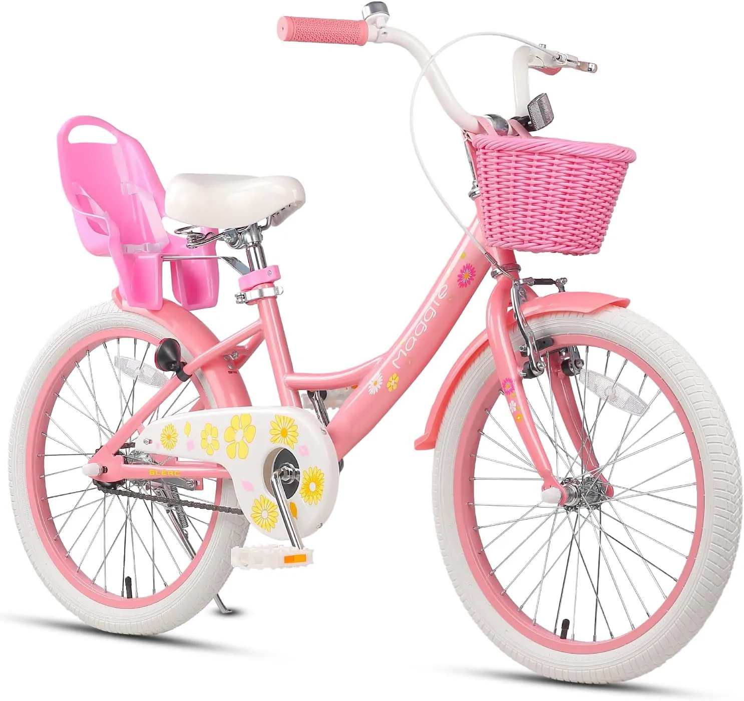 Maggie Girls Bike, 12-20 Inch Kids Bike for 2-13 Years Old Children, Princess Style Kids Bicycle with Doll-Seat & Basket & Training Wheels, Multiple Colors