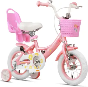 Maggie Girls Bike, 12-20 Inch Kids Bike for 2-13 Years Old Children, Princess Style Kids Bicycle with Doll-Seat & Basket & Training Wheels, Multiple Colors
