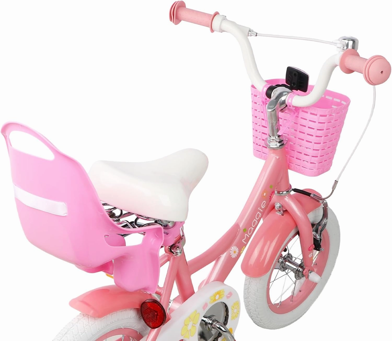 Maggie Girls Bike, 12-20 Inch Kids Bike for 2-13 Years Old Children, Princess Style Kids Bicycle with Doll-Seat & Basket & Training Wheels, Multiple Colors