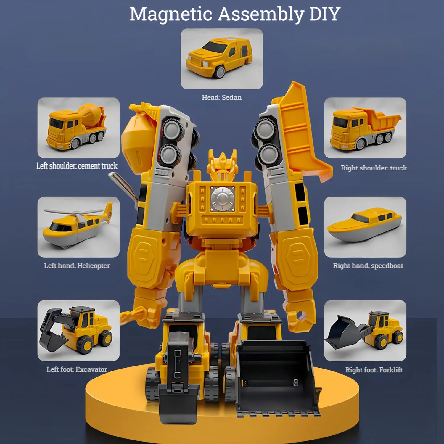 Magnetic Transform Engineering Car Assembled Toys with Storage Box, Magnetic Cars and Trucks for Kids, Magnetic Blocks for Toddlers,Outdoor Activities for Kids Ages 3-5 4-8