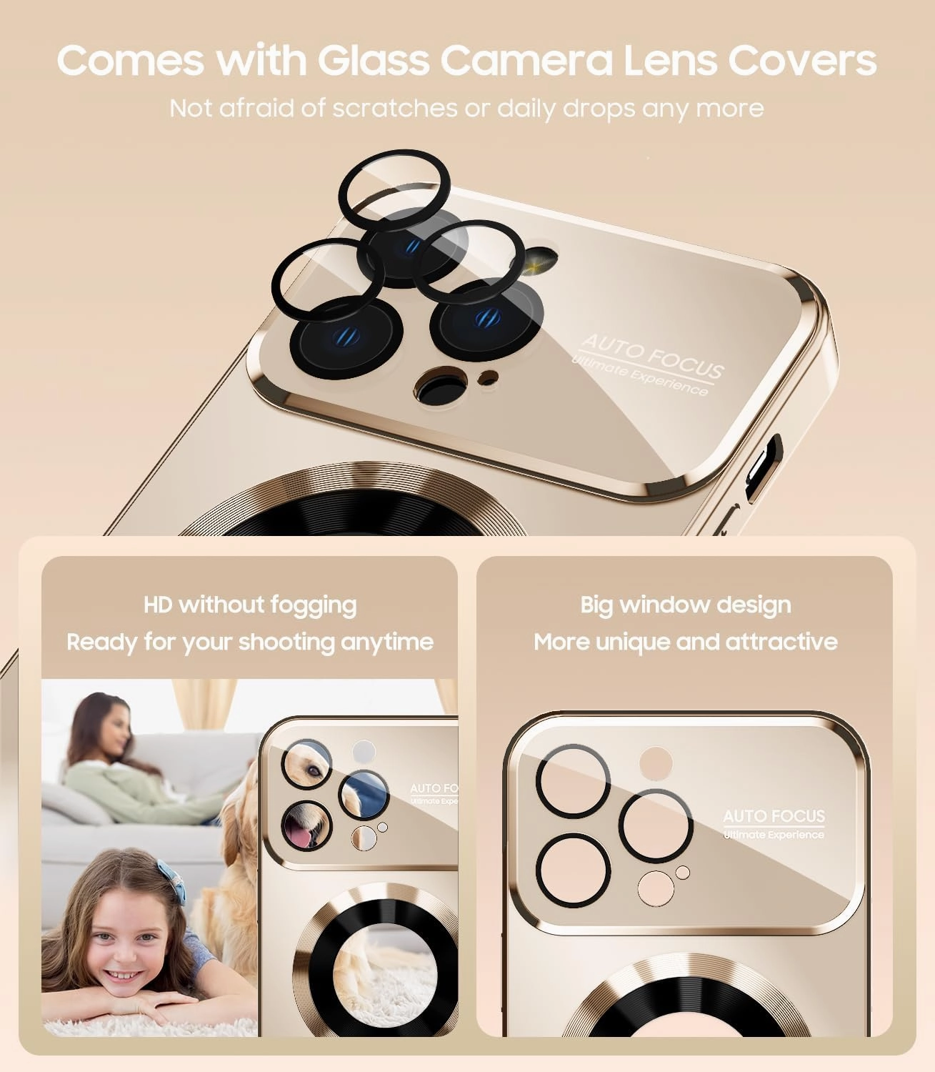 Magnetic for iPhone 16 Pro Max Case, Compatible with MagSafe, Built-in Camera Lens Protector, Logo View, Military Grade Drop Protection Phone Cover, Desert Titanium