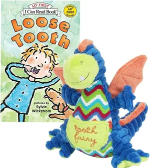 Maison Chic Tooth Fairy Plush Pillow w/Tooth Fairy Book Set (Drake Dragon TF/Loose Tooth)