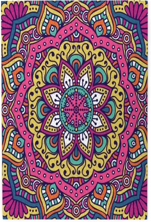 Mandala Print,Puzzle Board,Portable Wooden Jigsaw Puzzle for Adults,Lively Colored Abstract Motif,Birthday Gift for Family and Friends,Multicolor Plastic Box Storage 1000PCS
