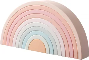 MCGMITT Rainbow Stacking Toy, Silicone Rainbow Stacker for Toddlers, Montessori Nesting Blocks, Building Creative Color Shape Matching Toy Set, 10 Layers