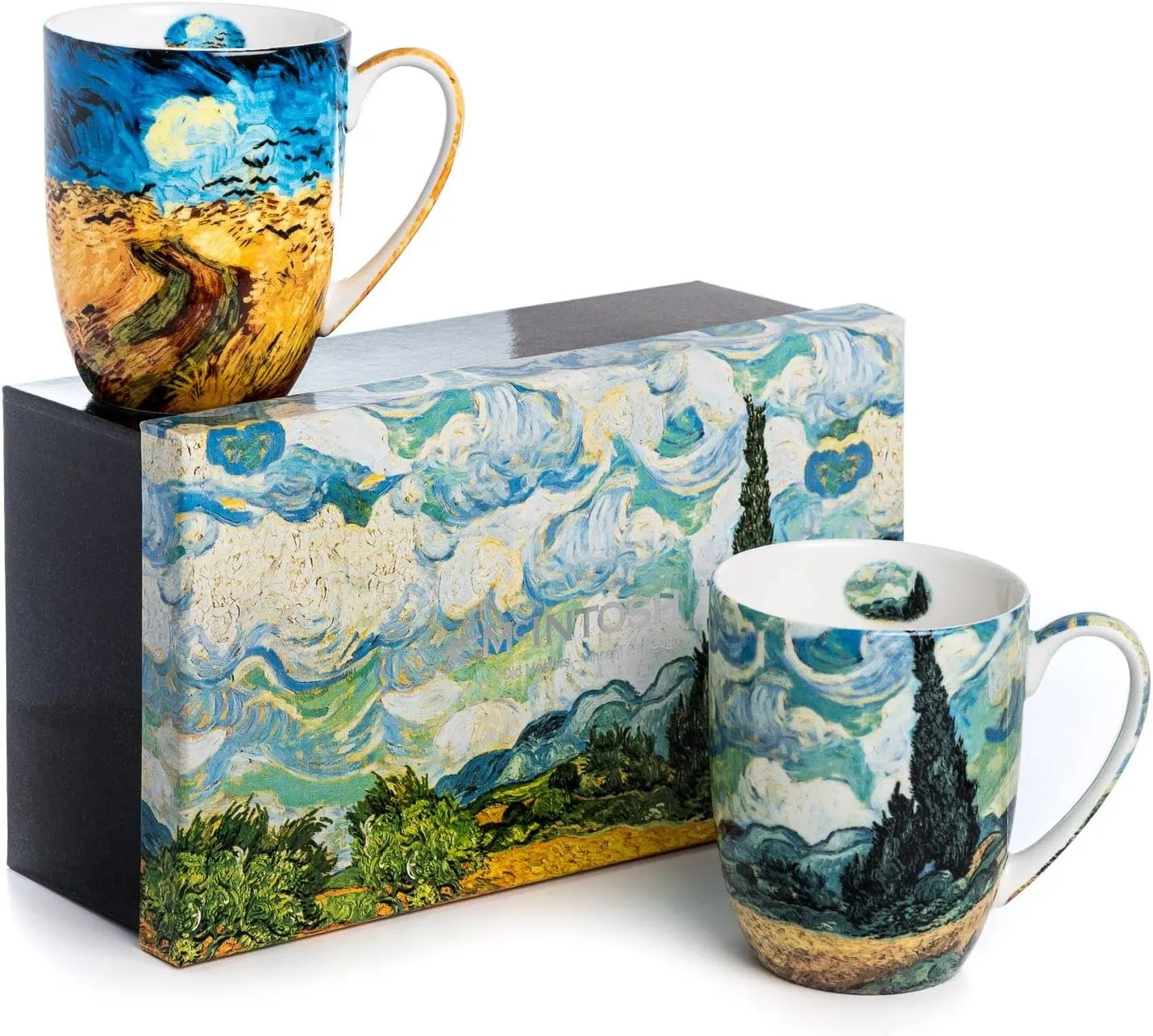 McIntosh Van Gogh Wheatfields Fine Bone China Set of 2 Mugs (13 oz)